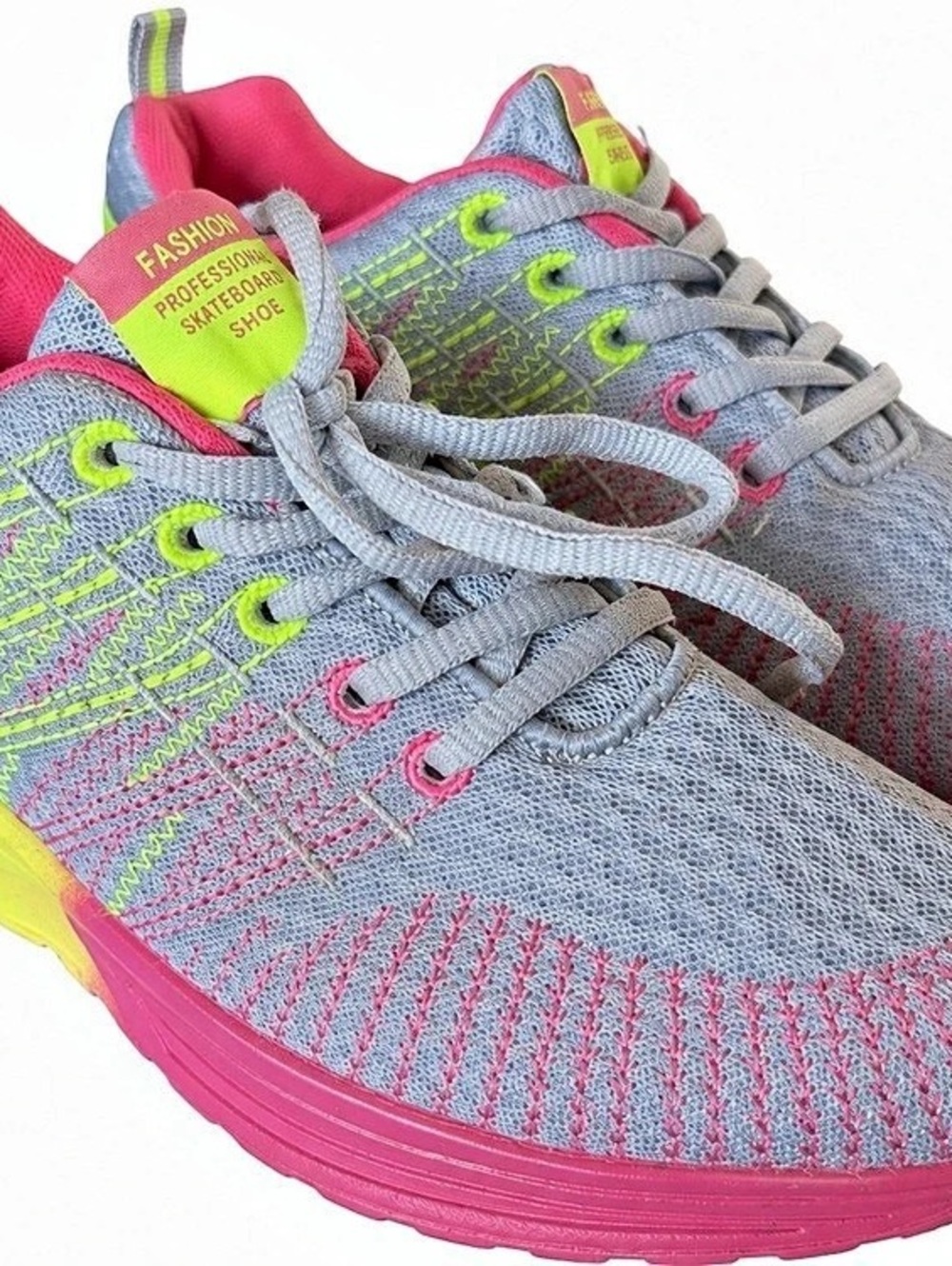 FASHION Women's Gray & Pink Athletic Sneakers Like New